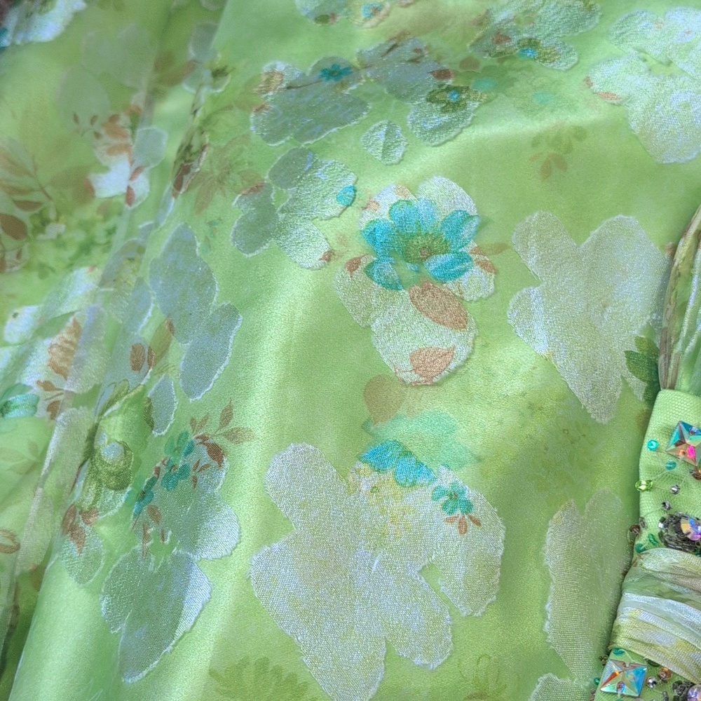 Blush Prom Green Floral Strapless Prom Gown - Picture 12 of 12